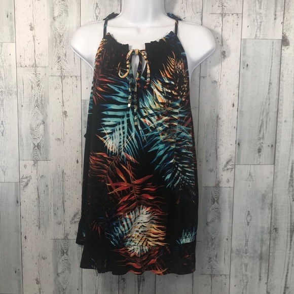 Worthington Tropical Print Sleeveless Top Extra Large - Picture 1 of 11